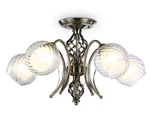 Люстра потолочная TR3070 Ambrella light белая на 5 ламп, основание бронзовое в стиле классический шар